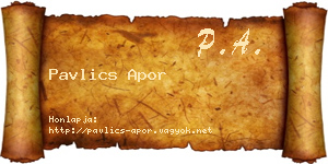 Pavlics Apor névjegykártya